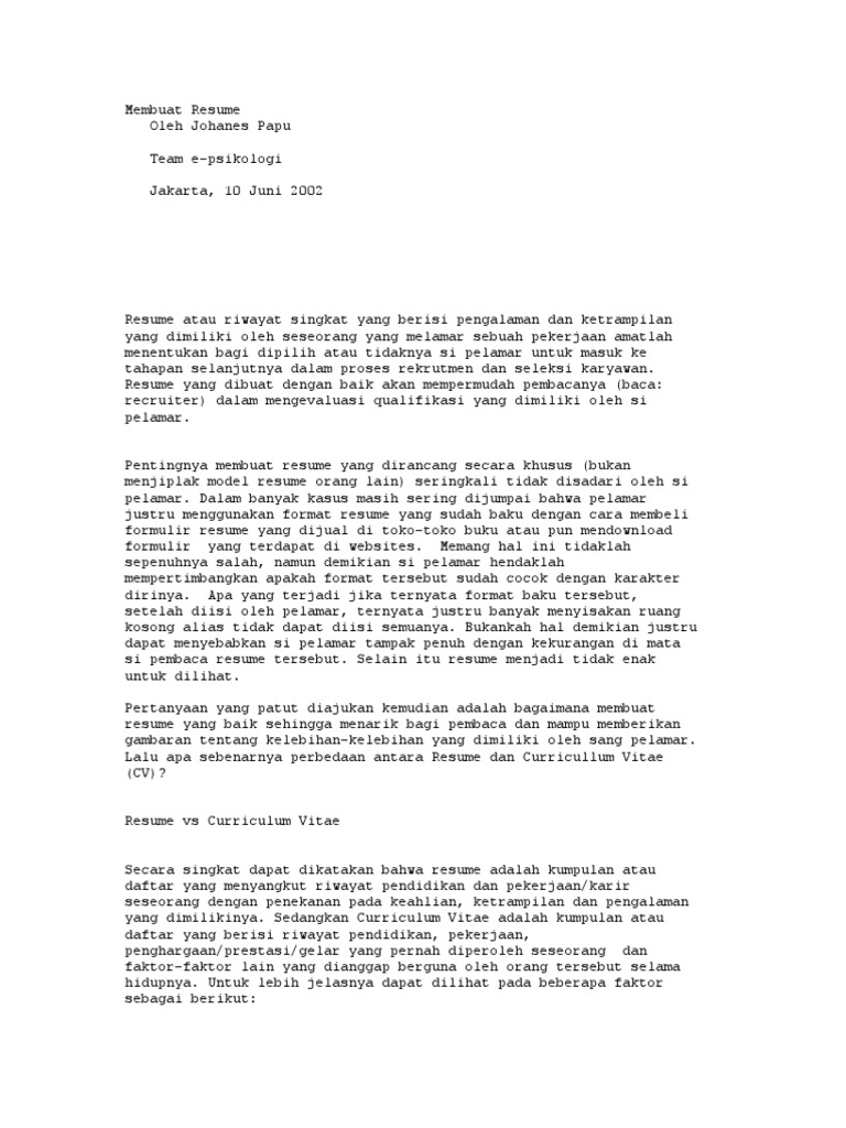 Cara Membuat Resume yang Efektif | PDF