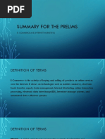 Summary For The Prelims: E-Commerce and Internet Marketing