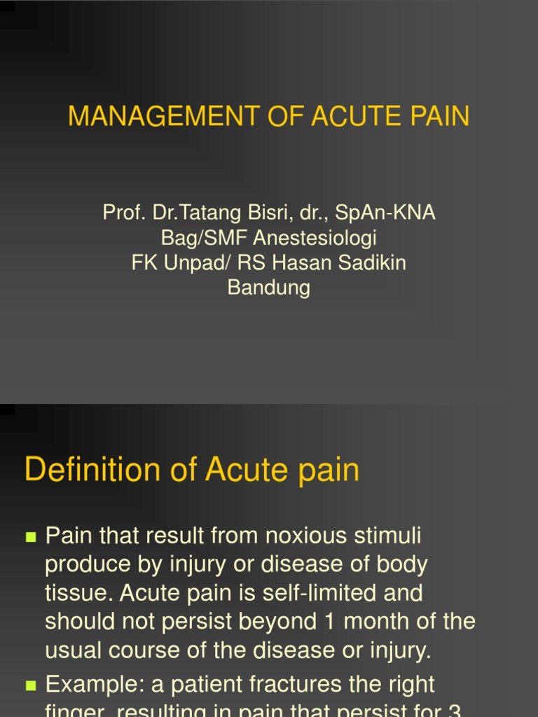 A Comprehensive Guide to the Management of Acute Pain | PDF | Analgesic ...