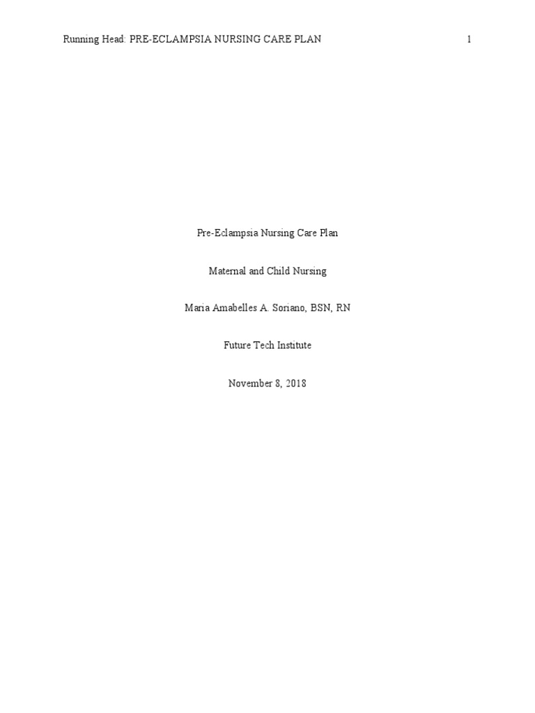 Preeclampsia Nursing Care Plan Guide | PDF | Hypertension | Pregnancy
