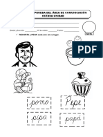 Modelo de Prueba Del Área de Comunicación Octava Unidad: RECORTA y PEGA Cada Uno en Su Lugar. Nota