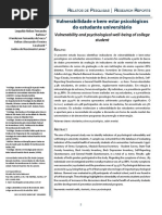 Vulnerabilidade e Bem-estar Psicológicos Do Estudante Universitário