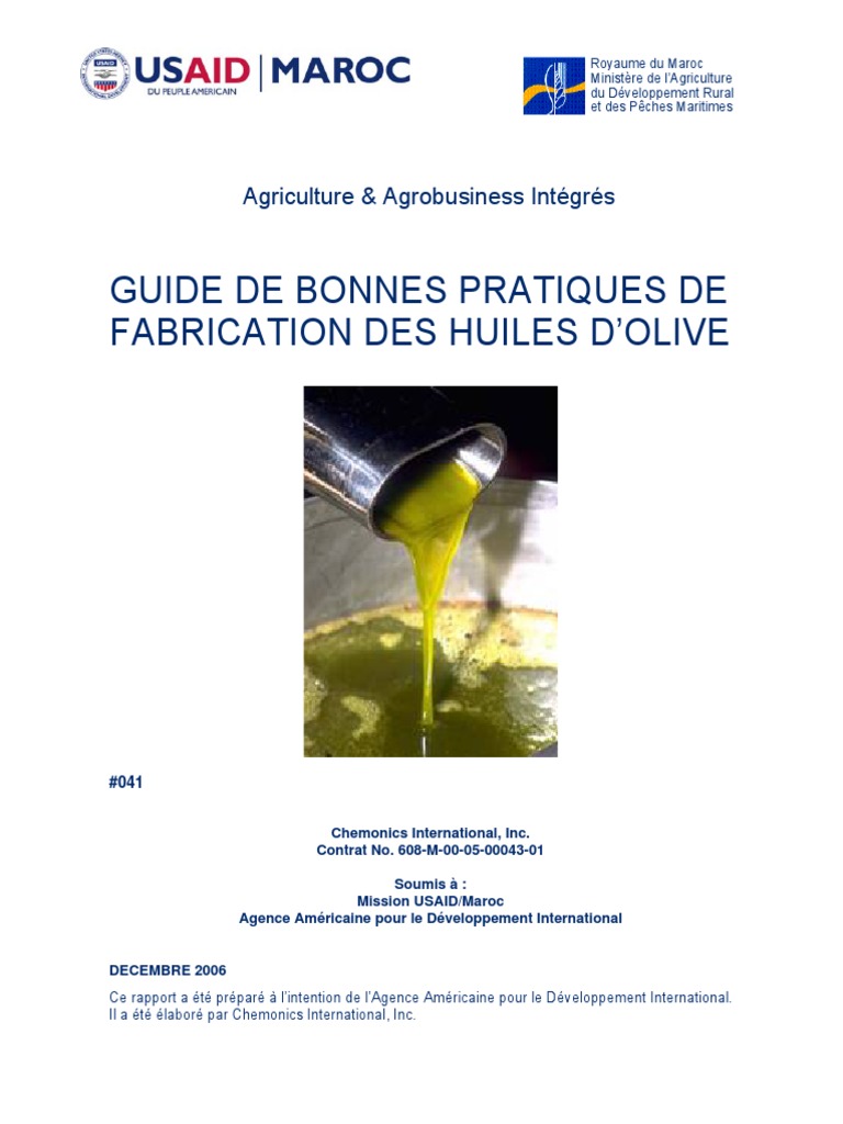 Bonnes pratiques de fabrication d'huile d'olive | PDF | Huile d'olive ...