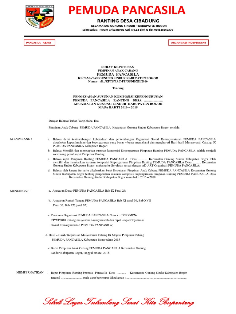 Conth Sk Ranting Pemuda Pancasila Pdf