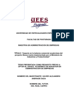 Impacto en La Balanza Comercial Ecuatoriana Del Proyecto Reusa Llanta Implementado Por El Ministerio de Industrias y Productividad