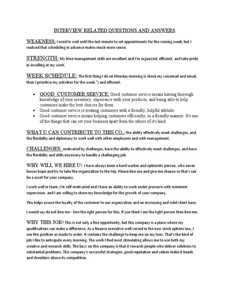 Interview Questions and Answers Guide | PDF | Psychology | Economies