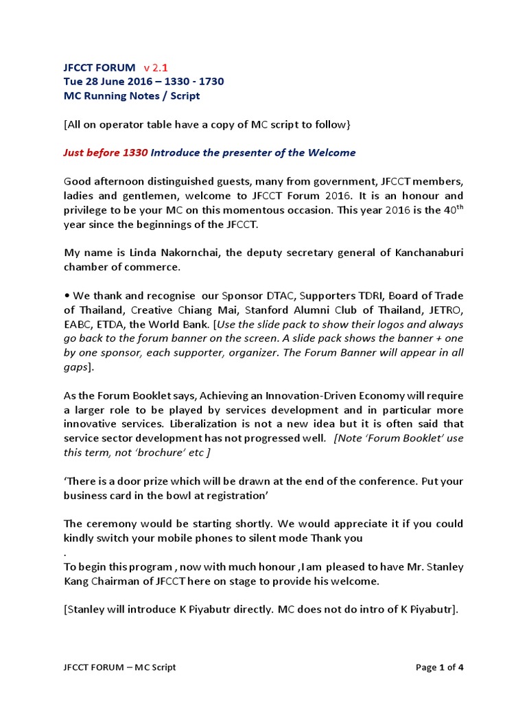 Emcee Script For The Convention Of The B Pdf Internet Forum