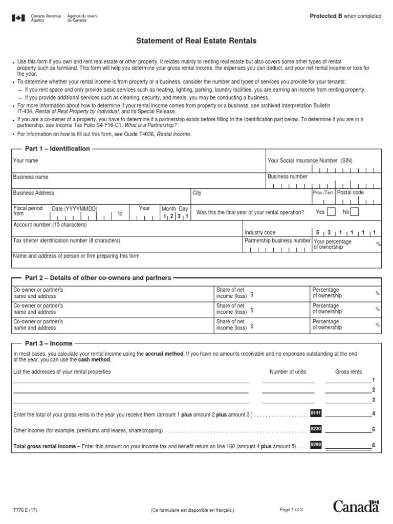T776 Rental Income Statement Form | PDF | Renting | Payments