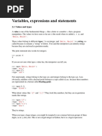 Variables, Expressions and Statements