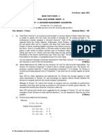 Test Series: April, 2018 Mock Test Paper - 2 Final (Old) Course: Group - Ii Paper - 5: Advanced Management Accounting