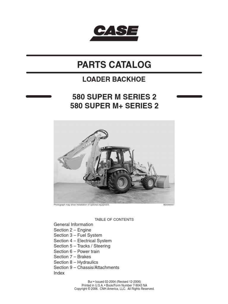 CASE 580 Super M+ Series 2 Backhoe Loader Parts Catalogue Manual PDF