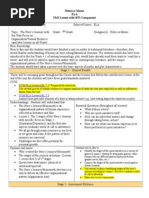heros journey lesson plan