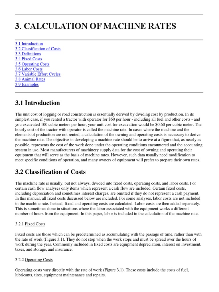 Calculation of Machine Rates PDF Depreciation Transmission