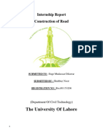 The University of Lahore: Internship Report Construction of Road