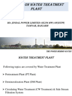 Lecture On Water Treatment Plant: M/S Jindal Power Limited (4X250 MW) Opjstpp, Tamnar, Raigarh