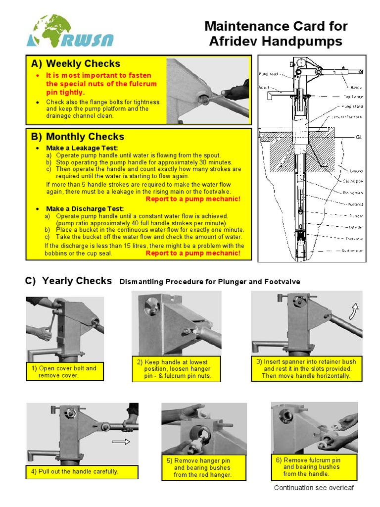 Afridev Handpump Maintenance Guide PDF Nut (Hardware) Pump
