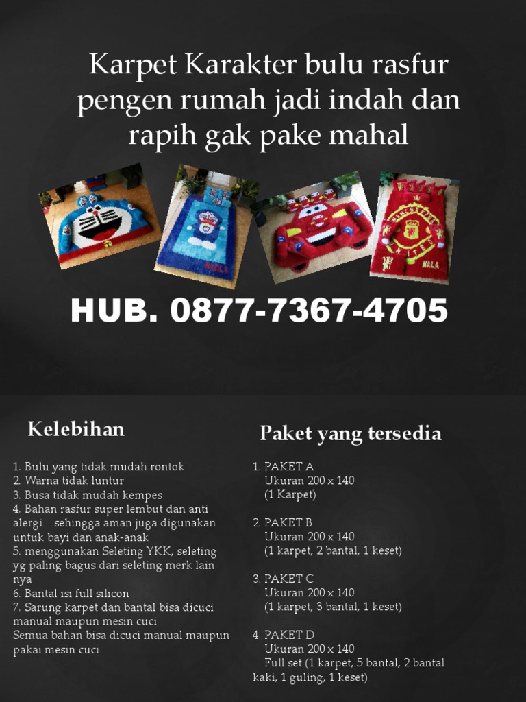 Jual Karpet Karakter Gak Pake Mahal