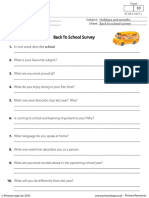 Back To School Survey: © Primary Leap Ltd. 2016 WWW - Primaryleap.co - Uk - Primary Resources