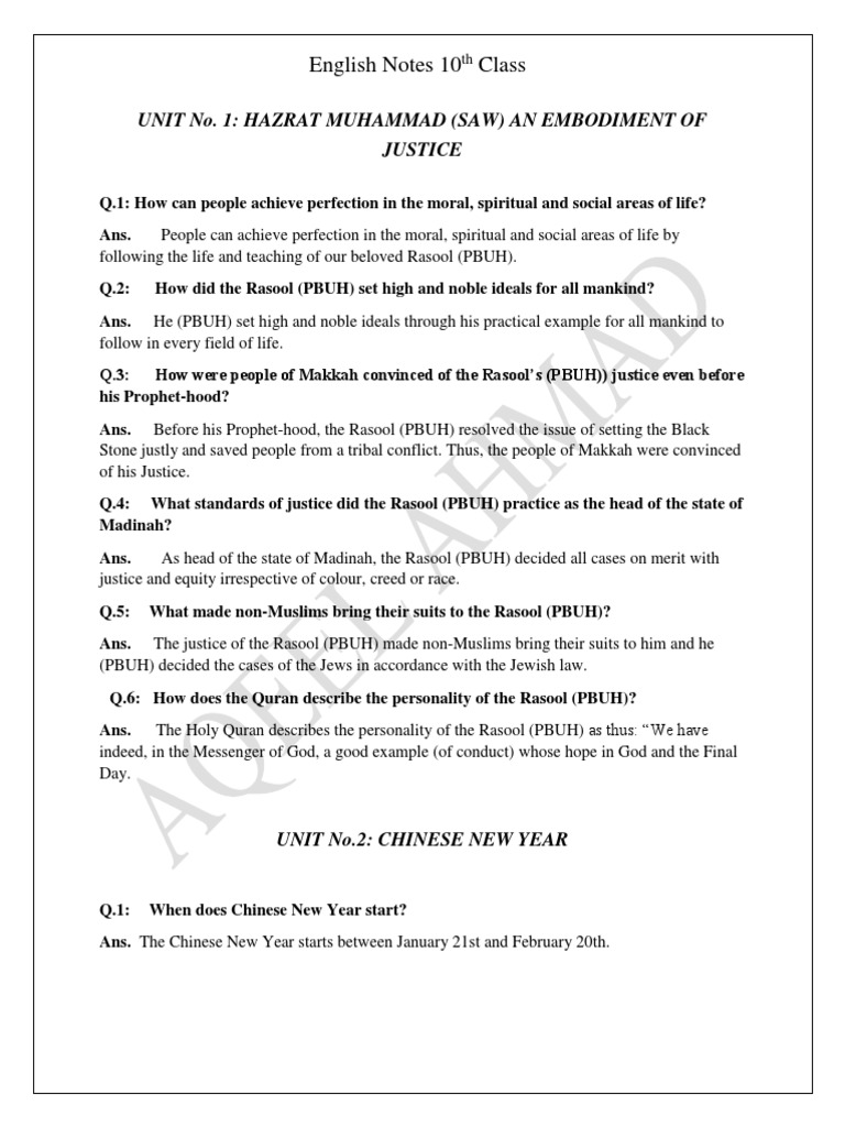 English Notes 10th Class | PDF | Wound | Water Resources