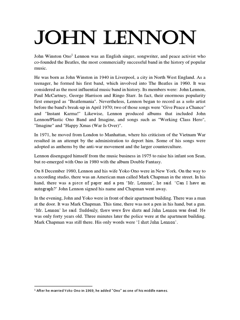 GIVE PEACE A CHANCE (TRADUÇÃO) - John Lennon (Impressão), PDF, Apple  Corps