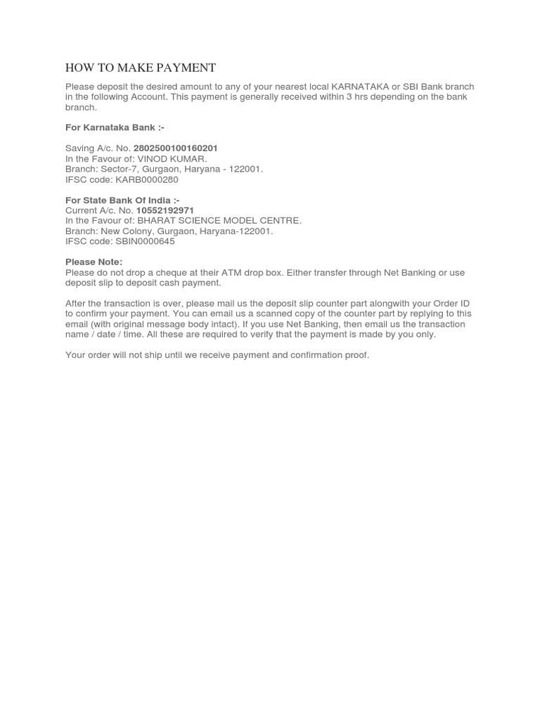 How To Make Payment For Karnataka Bank PDF