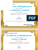 Certificate of Employment: Graces Health Center