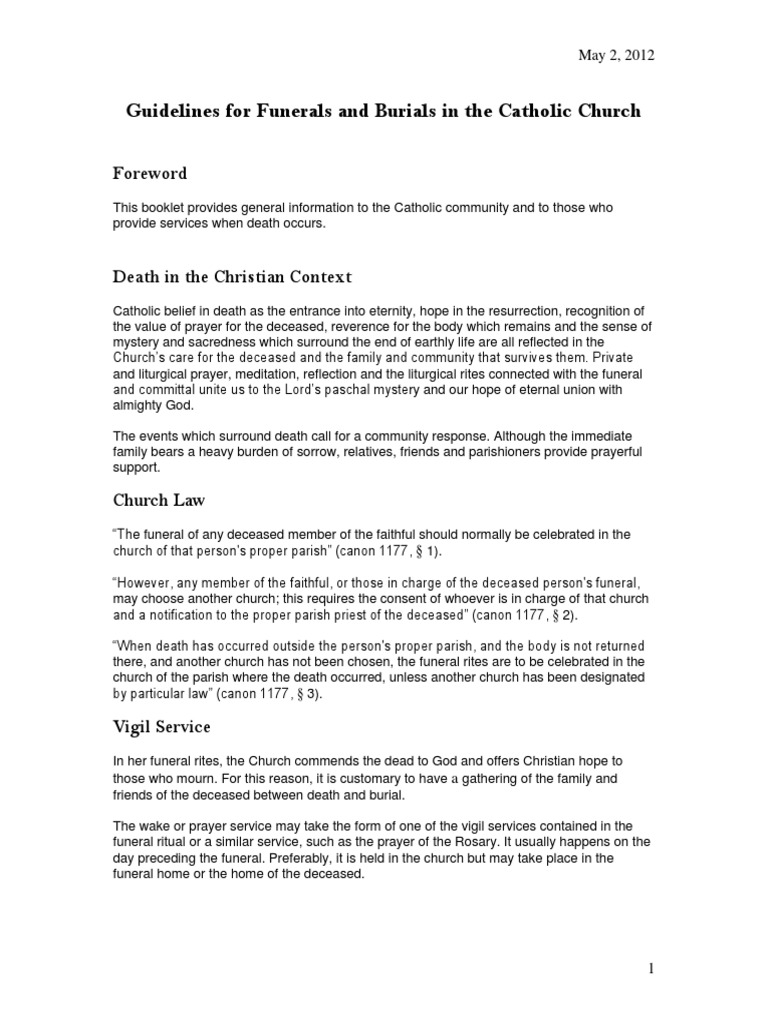 Catholic Guidelines for Funerals | PDF | Funeral | Burial