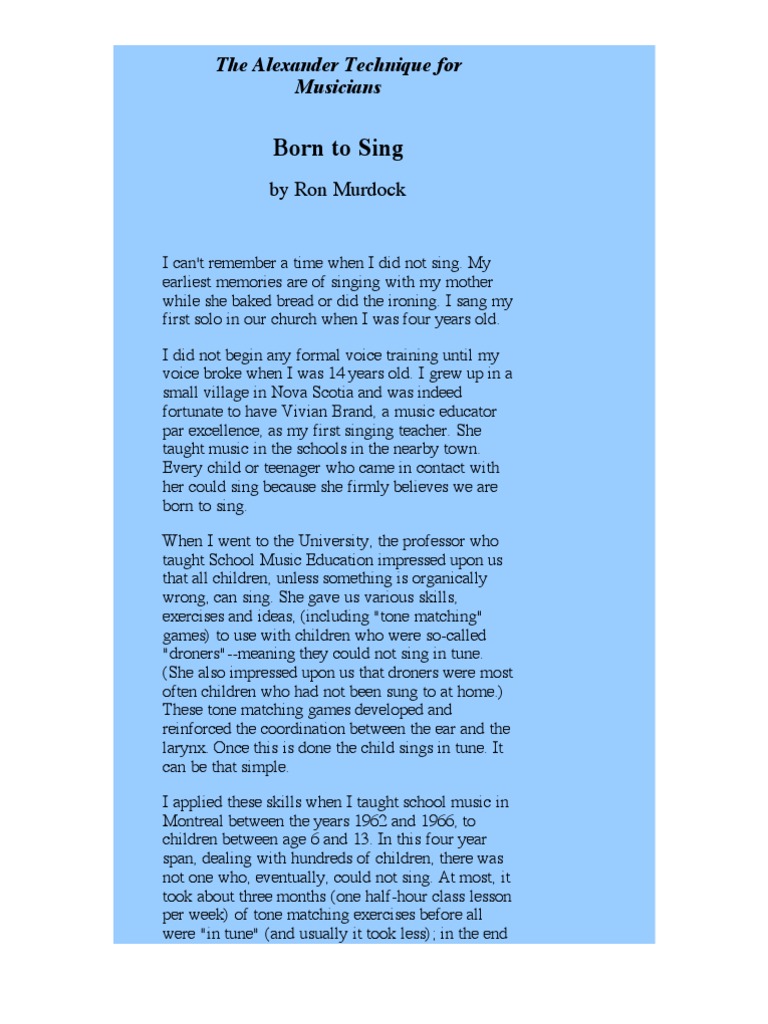 Singing And The Alexander Technique Pdf