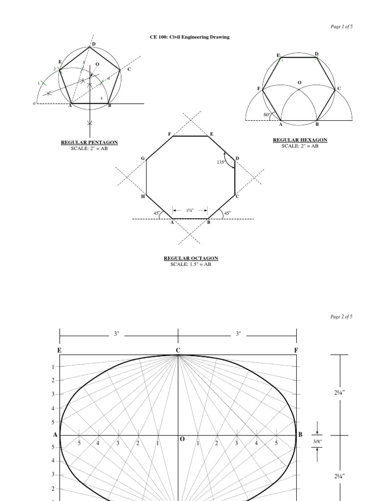 Civil Engineering Drawing Techniques | PDF | Rectangle | Euclidean Geometry