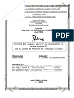 Contact Des Langues, Vecteur Ou Coopération Ou Sourse de Conflit (Cas Du Parler de Relizane Et La Langue Francaise)