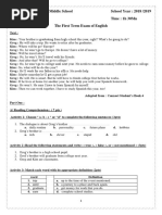 School: Hdjira Moussa Middle School School Year: 2018 /2019 Level: 4AM Time: 1h 30Mn The First Term Exam of English