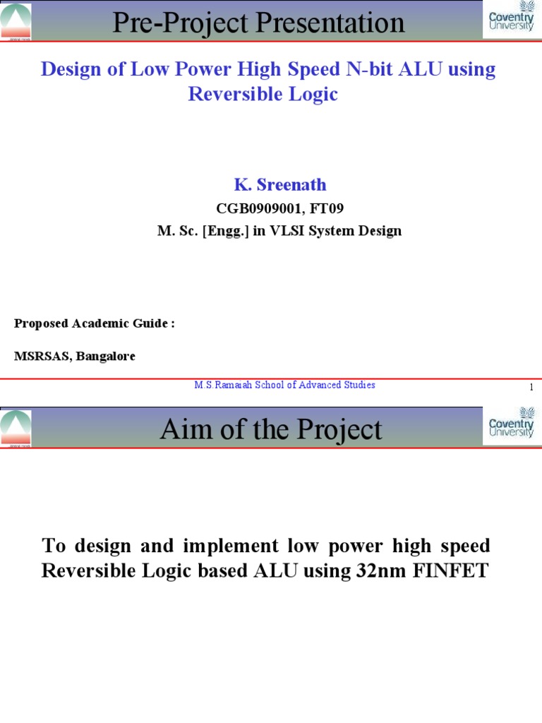 Design of Low Power High Speed N-Bit ALU Using Reversible Logic | PDF ...