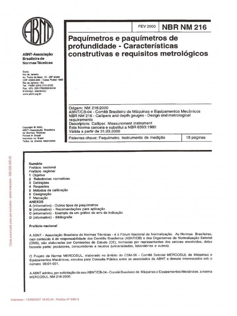 Abnt NBR NM 216 (2000) | PDF
