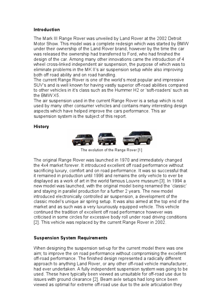 Review of The MKIII Range Rover Suspension Design | PDF | Suspension ...