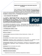 Comunicado de Abertura- De Processo Seletivo DF Assistente Adm I