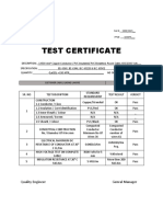 Test Certificate: Quality Engineer Genral Manager