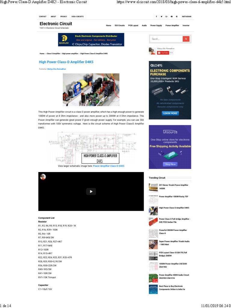 High Power ClassD Amplifier D4K5 Electronic Circuit PDF