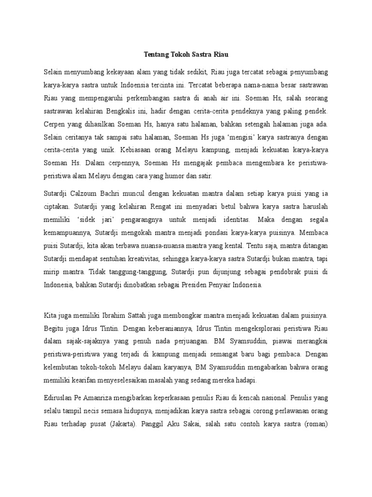 Tokoh Sastra Riau