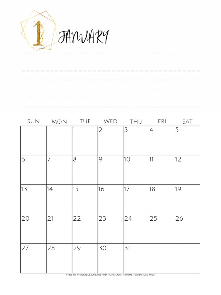 Blackgold Calendar Sunday PDF