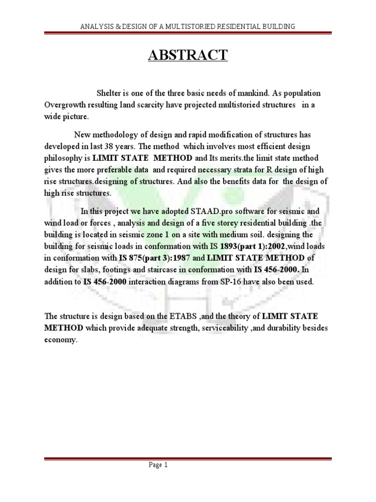 Multistoried Residential Building Design | PDF | Structural Analysis ...