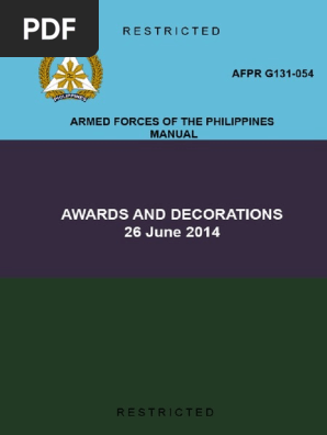 Awards And Decoration Afpr G 131 054 Pdf Corps Motivation