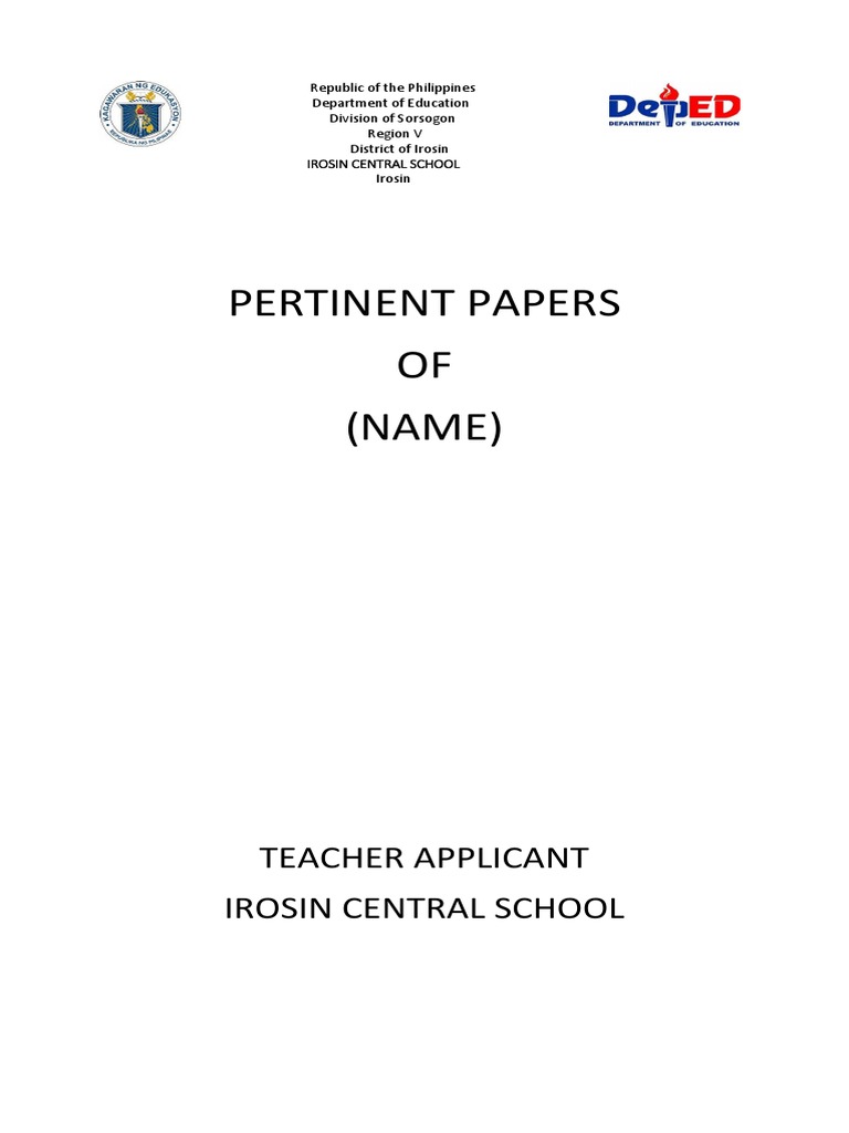 Pertinent Papers for Teacher Applicant | PDF