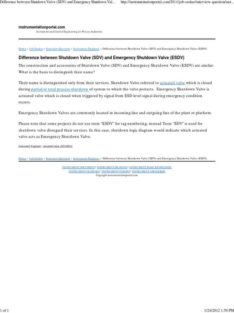 SDV vs ESDV: Key Differences Explained | PDF