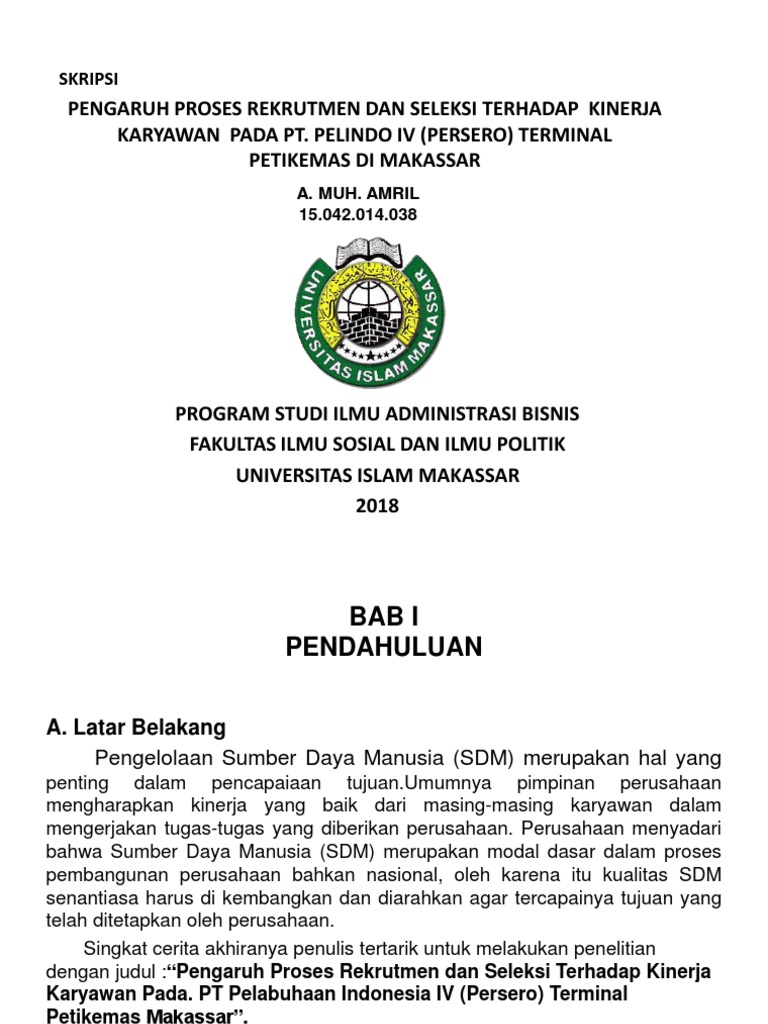 Analisis Kinerja Karyawan Pada Pt Pelindo