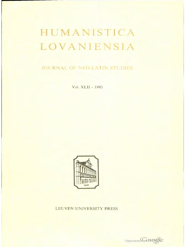 Humanistica Lovaniensia-Volume XLII PDF