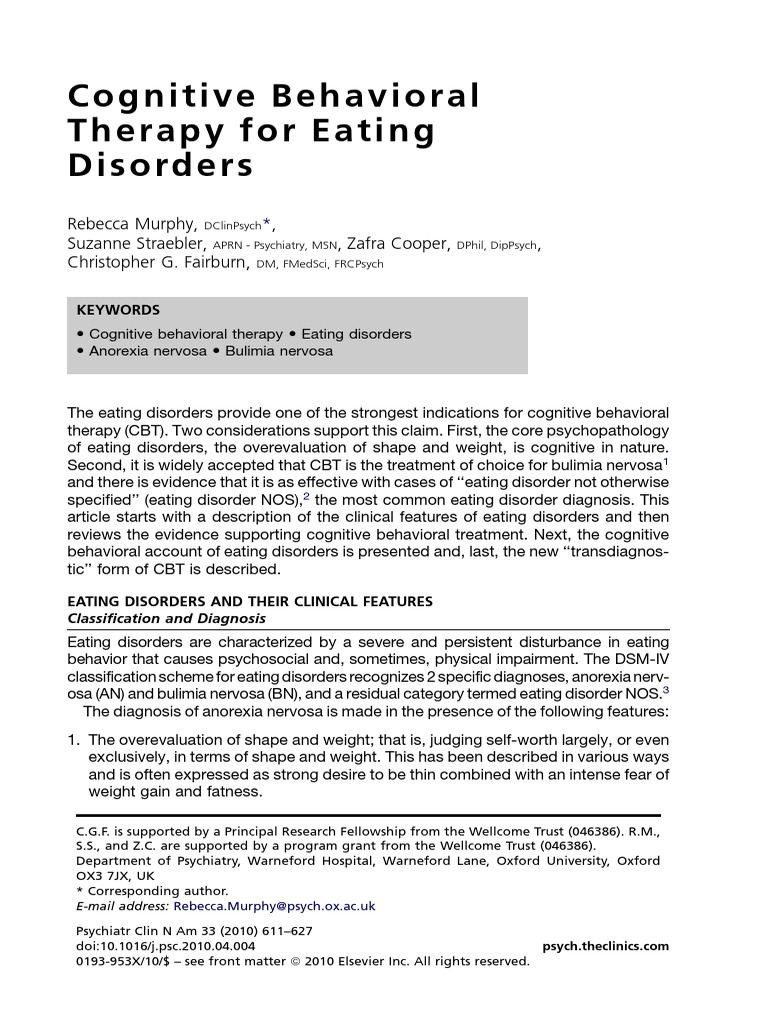 CBT for Eating Disorders Overview | PDF | Eating Disorder | Bulimia Nervosa