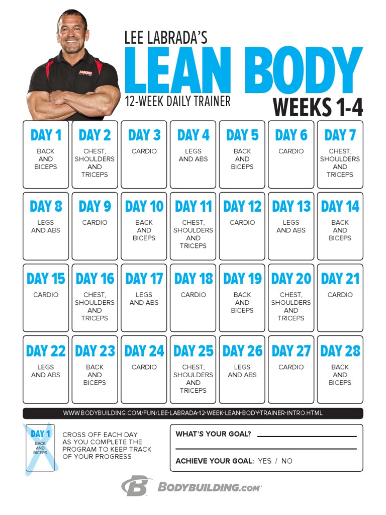 Leanbody Labrada Calendar PDF PDF Soft Tissue Joints