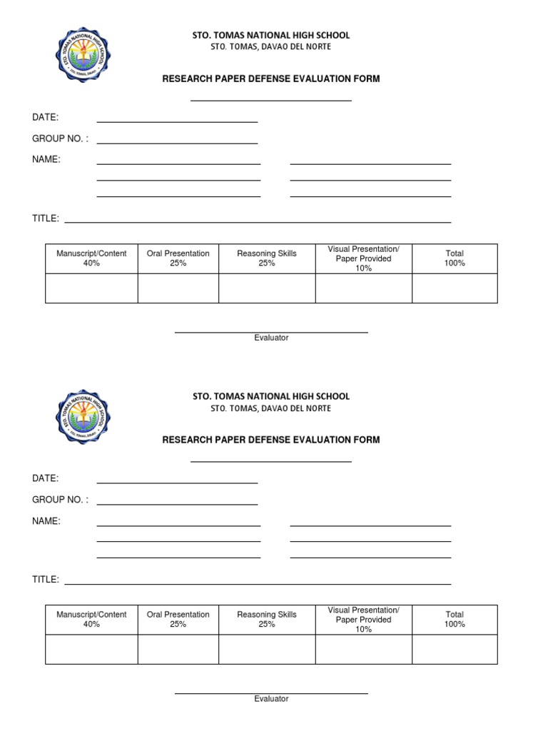Evaluation Tool For Research Defense | PDF