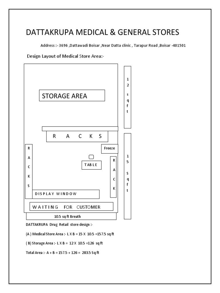 DattaKrupa Medical Store Design Layout | PDF