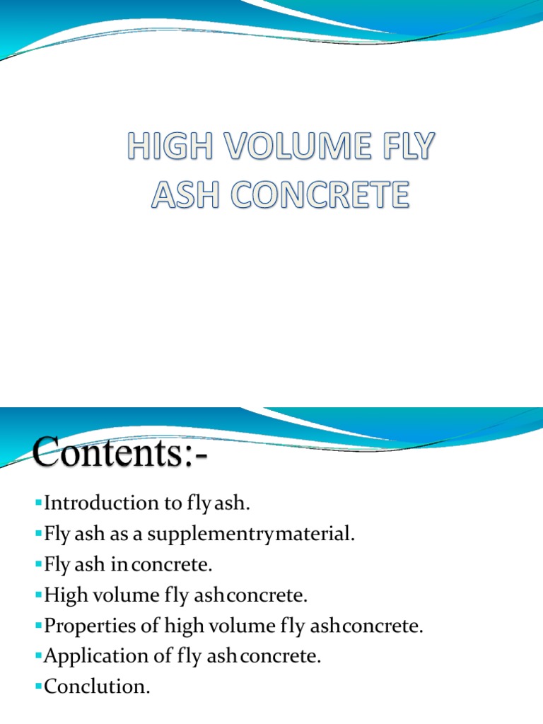 High Volume Fly Ash Concrete PDF Fly Ash Concrete
